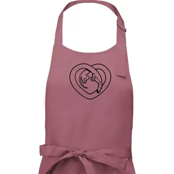 Kuchyňská zástěra Jezevčík srdce - obrys - Dámská zástěra na vaření - Univerzální velikost ( Starorůžová )