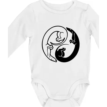 Kojenecký body Jezevčíci - Jin jang - Body kojenecké s dlouhým rukávem - Dlouhý r. do 3 měs ( Bílá )