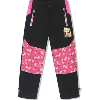Dívčí oblečení KUGO ZATEPLENÉ ŠUSŤÁKOVÉ KALHOTY PRO HOLKY - BU620 Velikost: 116, Barva: Černá/ růžová