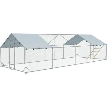 Ocelový výběh pro kuřata, 300 x 800 x 195 cm | stříbrný