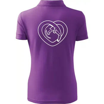 Jezevčík srdce - obrys - Polokošile dámská Pique Polo - XL ( Fialová )