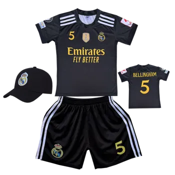 Numberoplus Premium dětský fotbalový dres + fotbalová kšiltovka black Real Madrid FC - Bellingham Velikost: 12 roky (vel.146)