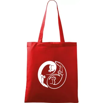 Nákupní taška Jezevčíci - Jin jang - Taška bavlněná - 42 x 38 cm ( Červená )