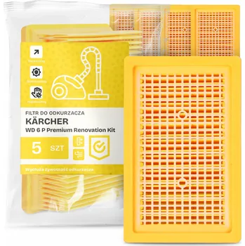 Filtr do vysavače 5x FILTR do VYSAVAČE Kärcher WD 6 P Premium Renovation Kit FILTRY EM-W
