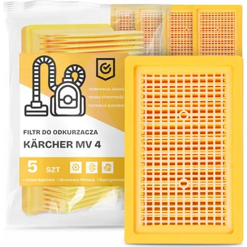 Filtr do vysavače 5x FILTR do VYSAVAČE Kärcher MV 4 Vzduchový Vlnitý Plochý FILTRY EM-W