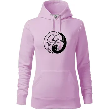 Dámská mikina Jezevčíci - Jin jang - Mikina dámská Cape s kapucí - XS ( Orchid )