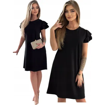 Dámské šaty ČERNÉ KLASICKÉ KRÁTKÉ TRAPEZOVÉ ŠATY VELIKOST 44