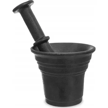 Hmoždíř Litinový hmoždíř s tloučkem na koření, bylinky - černý, těžký