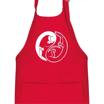 Kuchyňská zástěra Jezevčíci - Jin jang - Dětská zástěra na vaření - Univerzální velikost ( Červená )
