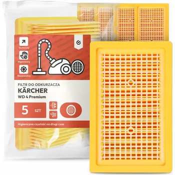 Filtr do vysavače 5x FILTR do VYSAVAČE Kärcher WD 4 Premium Vzduchový Skládaný FILTRY EM-W
