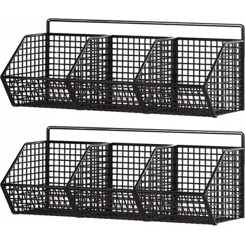 Úložný box 2 Nástěnný kuchyňský organizér kovový se 3 košíky na zeleninu, ovoce a koření