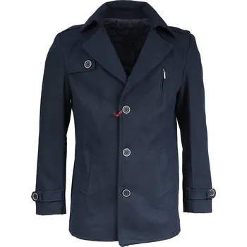 Pánský kabát MASSARO kabát pánský 40303-2 jednořadý nárameníky 3XL tmavě modrá