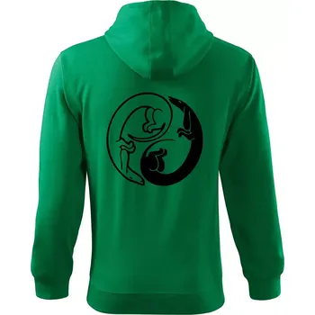 Pánská mikina Jezevčíci - Jin jang - Mikina s kapucí na zip trendy zipper - S ( Středně zelená )