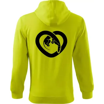 Pánská mikina Jezevčík srdce - plný - Mikina s kapucí na zip trendy zipper - S ( Limetková )