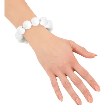 Karnevalový doplněk Retro náramek bílé korále 70. léta