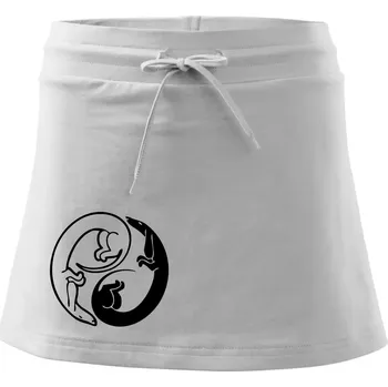 Dámská sukně Jezevčíci - Jin jang - Sportovní sukně - two in one - L ( Bílá )