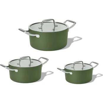 Sada nádobí Elmich Sada keramických hrnců Vital 3 ks Olivově zelená