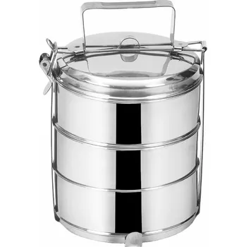 Dóza na potraviny JÍDELNÍ OCELOVÝ JÍDLONOSIČ 3-PATROVÝ NÁDOBA NA POTRAVINY NA OBĚD 3X1L