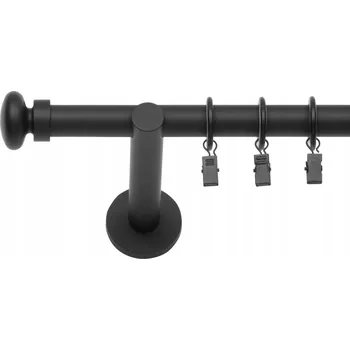 Garnýž GARNÝŽ JEDNOŘADÁ 200 CM 19 MM ČERNÁ MATNÁ SIGMA TICHÉ KROUŽKY SE ŽABKAMI