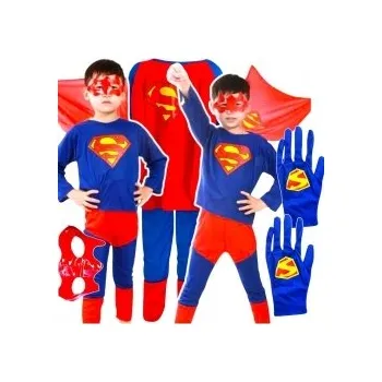 Karnevalový kostým SUPERMAN KOSTÝM PRO CHLAPCE S PLÁŠTĚM A MASKOU, VELIKOST 122-134