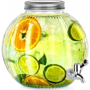 Dávkovač nápoje SKLENICE S KOHOUTKEM NA NÁPOJE LIMONÁDU VODU SKLENĚNÝ DISTRIBUTOR 5,5L