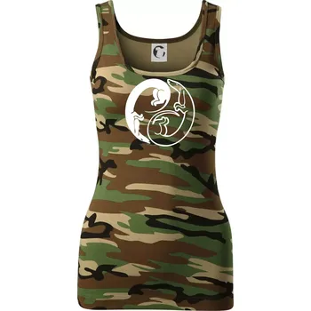 Dámské tričko Jezevčíci - Jin jang - Dámské Maskáčové tílko - M ( Hnědý maskáč )