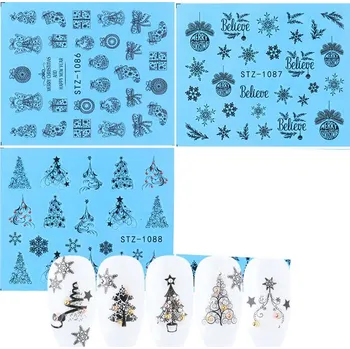 Vánoční dekorace SADA 4 KS VODNÍCH NÁLEPEK NA NEHTY VÁNOČNÍ OZDOBY vodní SAMOLEPKY VÁNOČNÍ