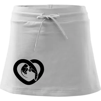 Dámská sukně Jezevčík srdce - plný - Sportovní sukně - two in one - XL ( Bílá )