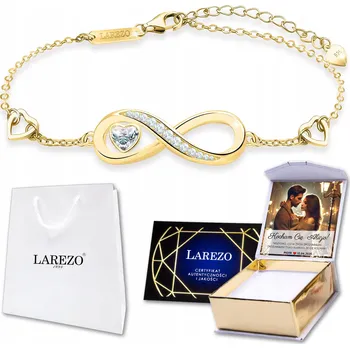 Náramek Zlatý náramek se znakem nekonečna a křišťálovým srdcem STŘÍBRO 925