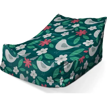 Sedací pytel Sablio Sedací vak Lounge Červené kvítí s ptáčky - 80 x 95 x 50 cm