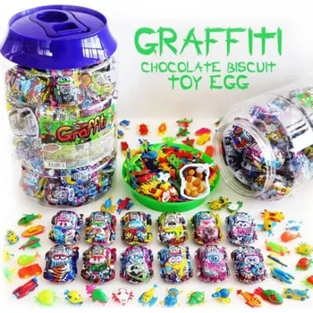 Bonbon Plastové "vajíčko" AUTÍČKO 8 g - GRAFFITI TOY EGG (60 ks) (autíčko s překvapením / chocolate biscuit)