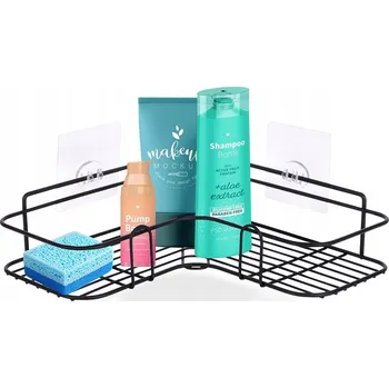 Koupelnový nábytek ROHOVÁ POLICE DO KOUPELNY POD SPRCHU, SAMOLEPICÍ, ČERNÁ, LOFT BEZ VRTÁNÍ