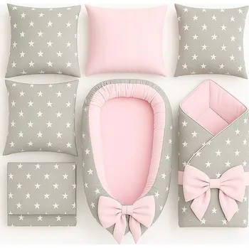 Hnízdečko pro miminko BabyTýpka Výbava pro miminka "L" - Hvězdičky růžové