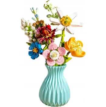 ostatní stavebnice STAVEBNICE KVĚTINOVÁ KYTICE S VÁZOU STAVEBNICE STAVEBNÍ 737 DÍLKŮ