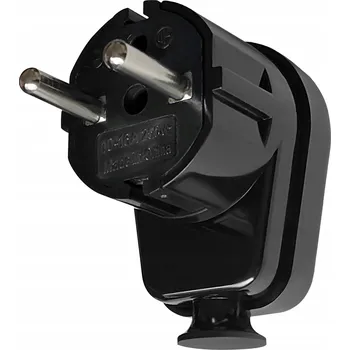 Elektrická zásuvka Úhlová zástrčka s uzemněním Uni-Schuko Černá 16A 230V ORNO