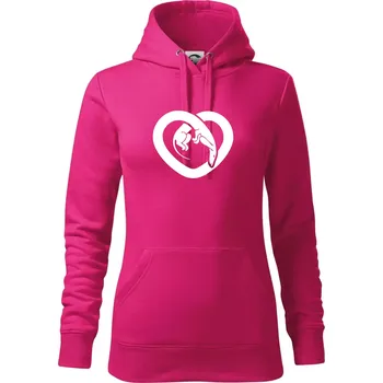 Dámská mikina Jezevčík srdce - plný - Mikina dámská Cape s kapucí - M ( Purpurová )