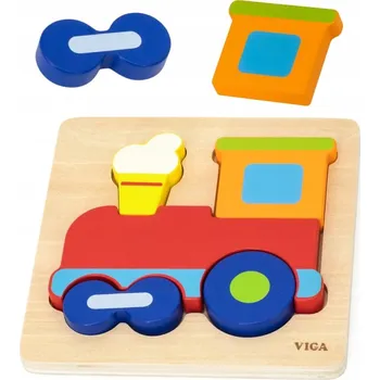 Dřevěná hračka DŘEVĚNÁ MONTESSORI VKLÁDAČKA EDUKAČNÍ PUZZLE TŘÍDIČ VLÁČEK 18m+ VIGA