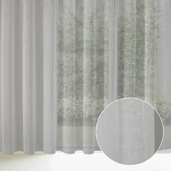 Záclona - světle šedý režný vzor s olůvkem ZAC-024 výška 305 cm Šití na míru