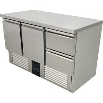 vasegastro Chladící stůl - 1,37 x 0,7 m - se 2 dveřmi a 2 šuplíky vpravo