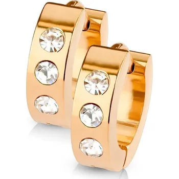 Náušnice Ocelové náušnice - zlacené kroužky se zirkony