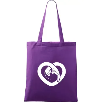 Jezevčík srdce - plný - Taška bavlněná - 42 x 38 cm ( Fialová )