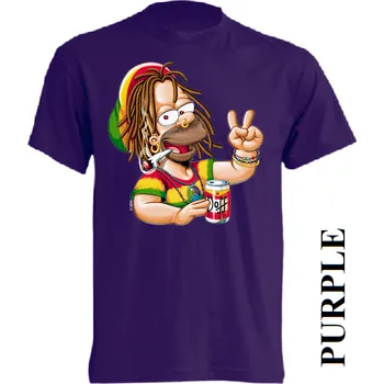 Pánská móda levne-bavlnene-tricko-potisk-rasta-homer-simpson Barva: Purple - purpurová, velikost: XS