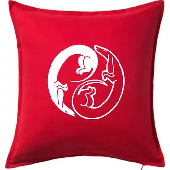 Polštář Jezevčíci - Jin jang - Polštář 50x50 - 50x50 - Pouze potah ( Červená )