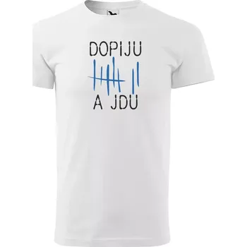 Pánské tričko Sablio Tričko s potiskem Dopiju a jdu - bílé 5XL