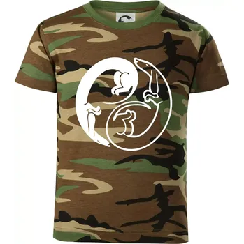 Chlapecké tričko Jezevčíci - Jin jang - Dětské maskáčové triko - 146 cm/10 let ( Hnědý maskáč )