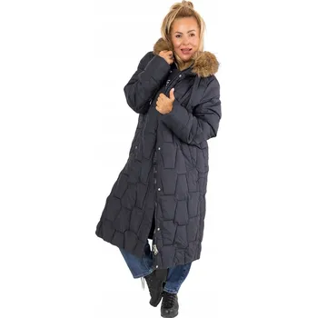 Dámský kabát Agrafka dámský kabát modrý rozšířený s kapucí velikost 3XL