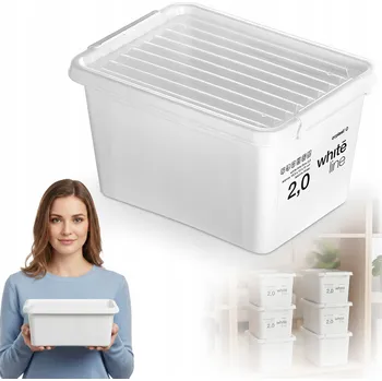 Úložný box PLASTOVÁ KRABICE S VÍKEM PRO SKLADOVÁNÍ BOX BÍLÁ 2 L