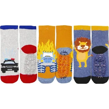 Dámské ponožky 17-19 Protiskluzové dětské 3X Ponožky se silikonem, froté, teplé ABS