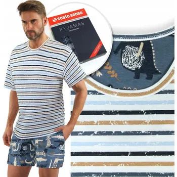 Pánské pyžamo Sesto Senso pánské pyžamo 2521-14 krátký rukáv, velikost L