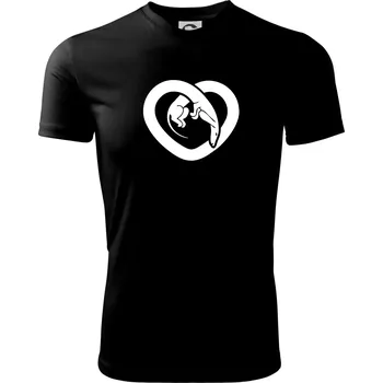 Pánské tričko Jezevčík srdce - plný - Pánské triko Fantasy sportovní (dresovina) - L ( Černá )